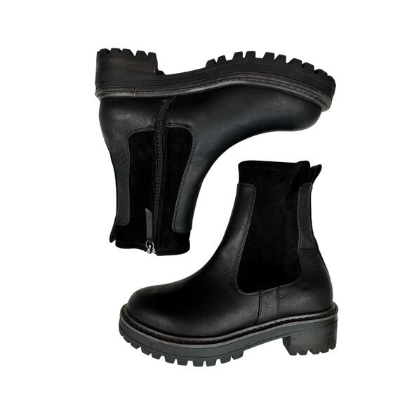 Yellowbox Black Faux Suede Sides Lug Sole Classic Chelsea Boots Women's Size 7 - Picture 7 of 9